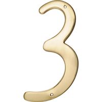 Hillman ネジ設置式真鍮製ナンバー 4インチ ゴールド「3」3個セット (847045)